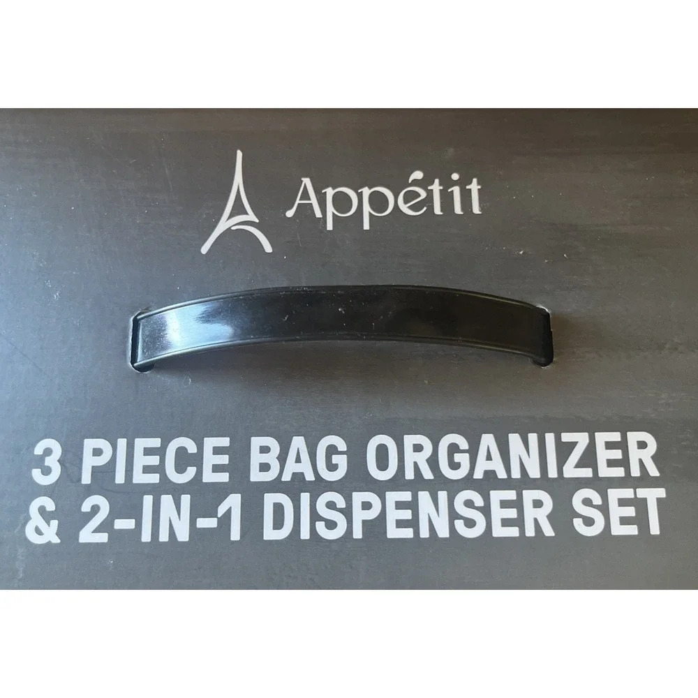 NEW Appetit‎ BAMBOO 3pc Bag Organizer & 2-N-1 Dispenser Set